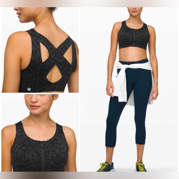 lululemon athletica Other - lululemon Enlite Bra in Black and Grey Leopard Print-Size 32B